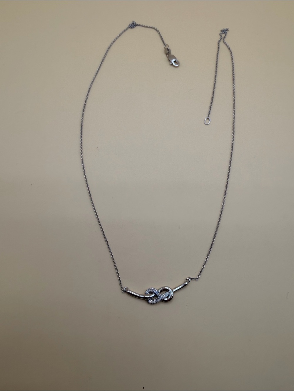10k White Gold Diamond Necklace 17”.